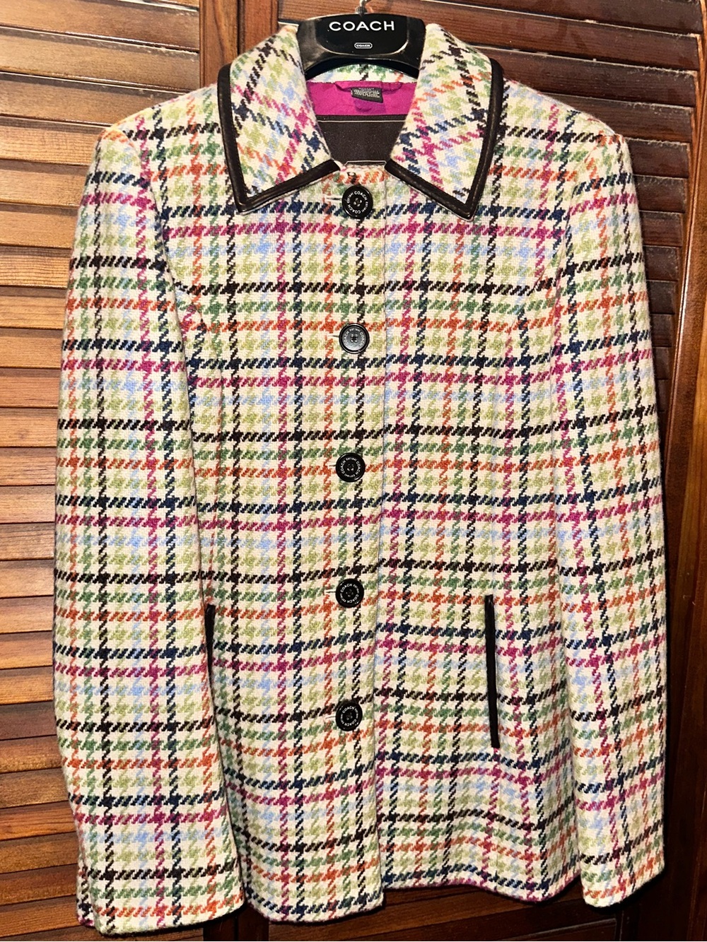 Vintage Coach Hampton Tattersall Plaid Wool Coat